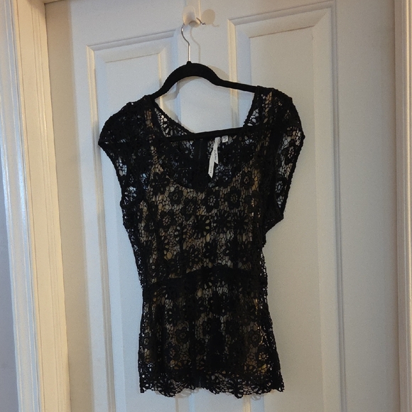 Bellatrix Tops - Bellatrix Black Lace Blouse With Tank Small